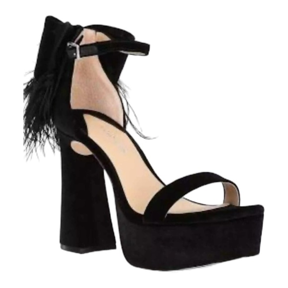 Antonio Melani Janie Black Velvet Platform Angel Rhinestone Bow Feather Size 7.5 - Picture 12 of 16